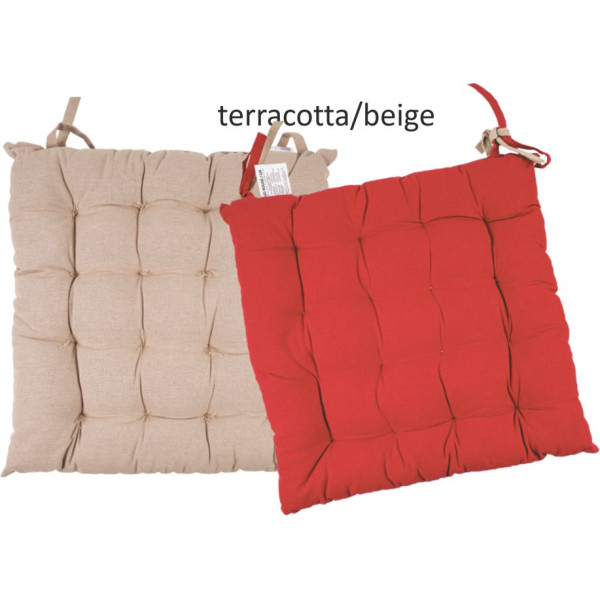 Μαξιλάρι καρέκλας Σχ.Duo 40x40cm διπλής όψης terracotta/beige 100% cotton 40x40cm