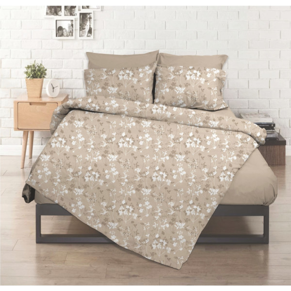 Σετ σεντόνια εμπριμέ Σχ. Flower beige poly/cotton 170x260cm