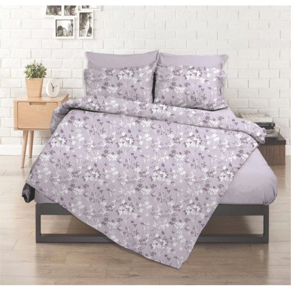 Σετ σεντόνια εμπριμέ Σχ. Flower lilac poly/cotton 240x270cm