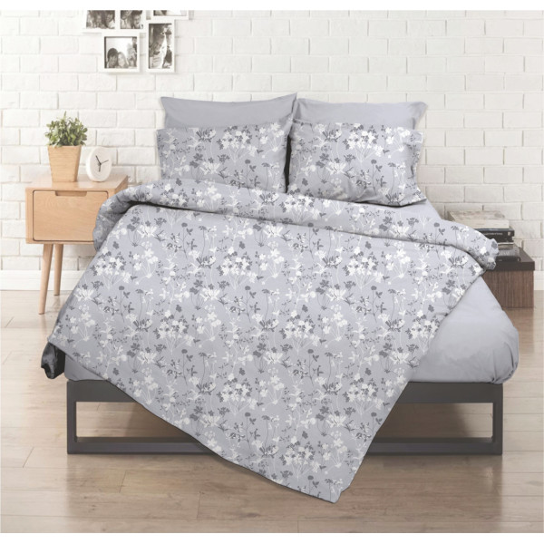 Μαξιλαροθήκες εμπριμέ Flower 52x72cm poly/cotton Grey