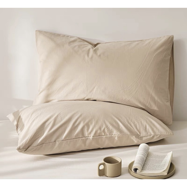 Μαξιλαροθήκη ζευγάρι 100% microfiber μονόχρωμες 50x70cm beige